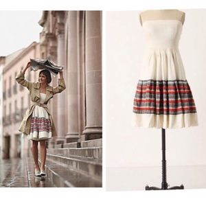 Anthropologie floreat Strapless Linen Dress SZ 4